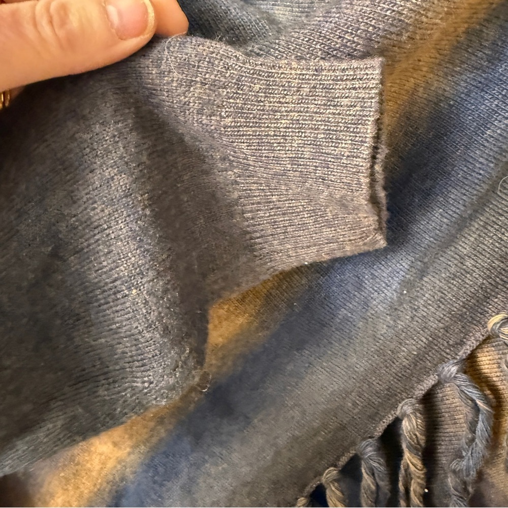 Lovestitch Vida Boho Western Wrap Sweater Medium 
Brown Blue Stripes Fringe - Picture 11 of 11